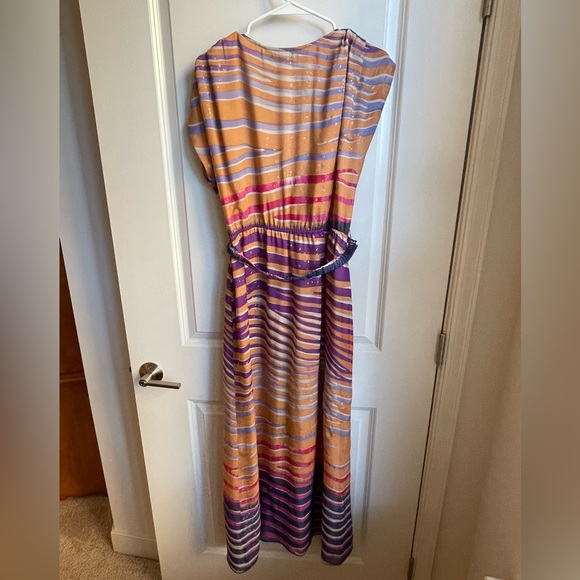Presley Skye Jaclyn Silk Chiffon Colorful Maxi Dress - Picture 2 of 3